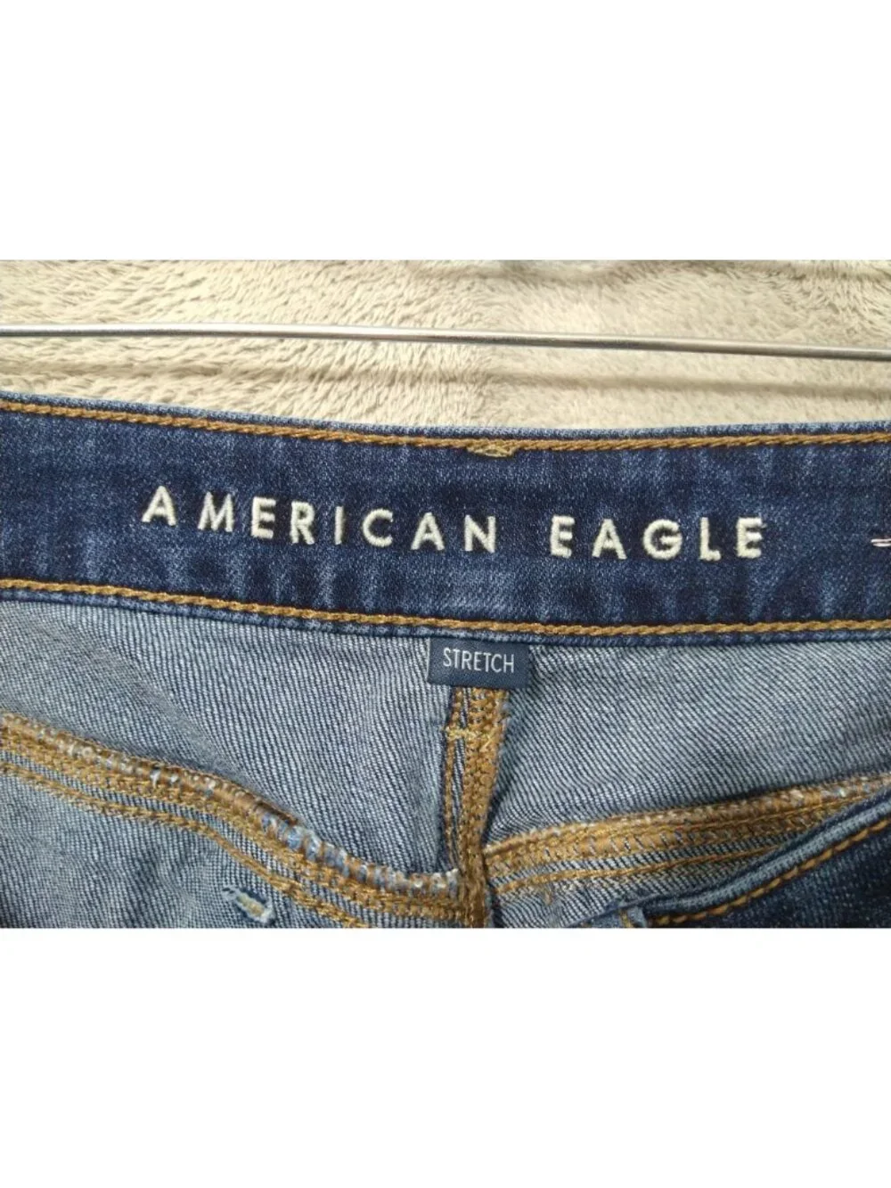 American Eagle Jeans Womens 12 Short Blue Denim Kick Boot Super Low Rise Stretch